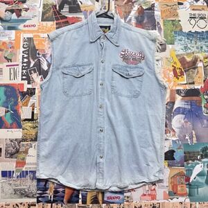 Sturgis Biker Wear Mens XL Denim Vest Bike Week‎ 2010 Sleeveless Denim